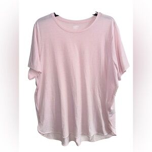 Lands' End Women’s Light Pink Striped Short Sleeve Tee Size 1X 16W-18W